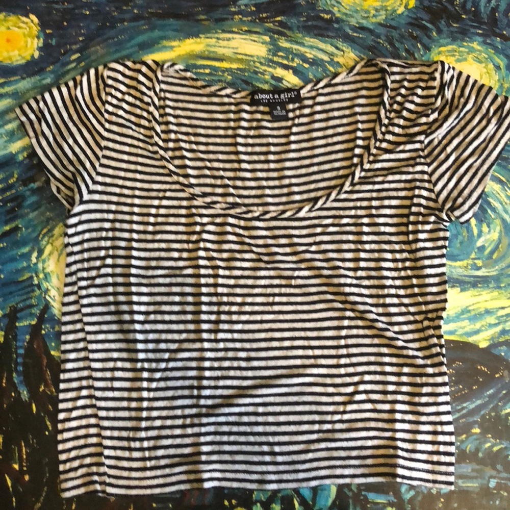 Black and white striped crop top